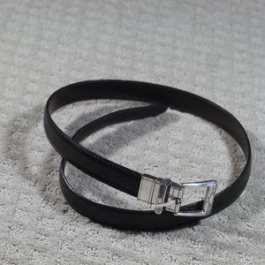 Vintage 90s Brighton Black Leather Belt with Silver Buckle - 34 (L)